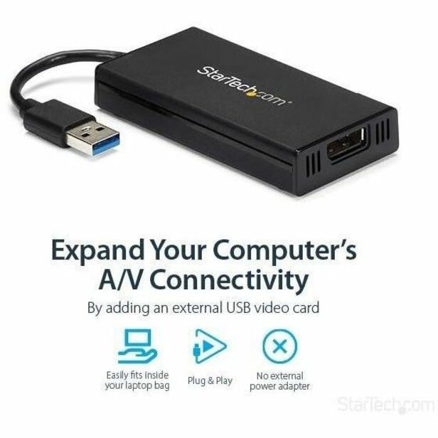 StarTech.com USB 3.0 to DisplayPort Adapter, 4K 30Hz UHD, USB to DP Display Adapter, External Video/Graphics Card for Mac & Windows — USB32DP4K
