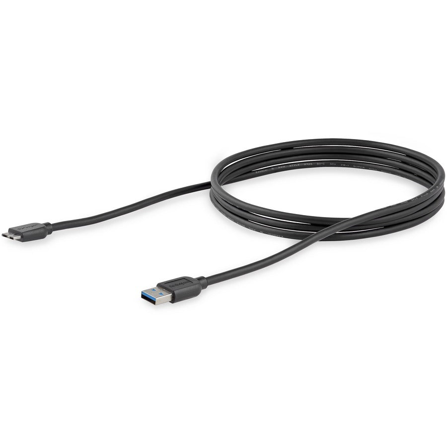 StarTech.com 2m (6ft) Slim SuperSpeed USB 3.0 (5Gbps) A to Micro B Cable - M/M — USB3AUB2MS
