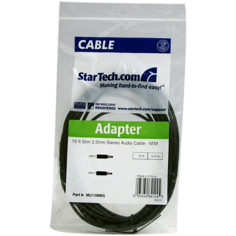 StarTech.com 15 ft Slim 3.5mm Stereo Audio Cable - M/M — MU15MMS