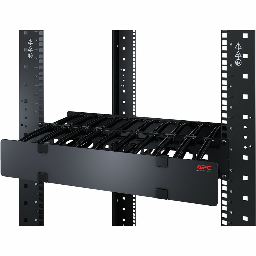 APC NetShelter Cable Management, Horizontal Cable Manager, 1U, Single Side with Cover, Black, 482.6 x 44.45 x 165.1 mm — AR8612