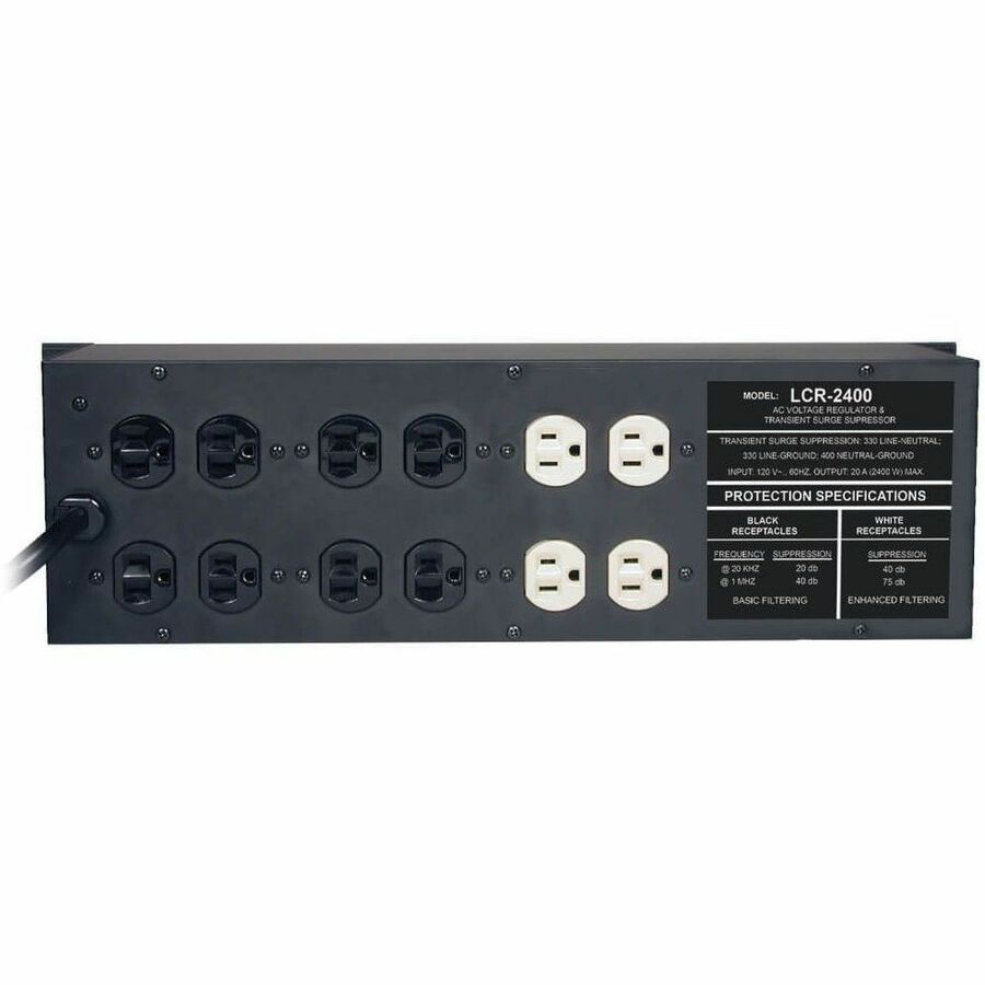 Eaton Tripp Lite Series 2400W 120V 3U Rack-Mount Power Conditioner with Automatic Voltage Regulation (AVR), AC Surge Protection, 14 Outlets — LCR2400