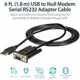 StarTech.com 6ft (1.8m) 1-Port USB to Serial RS232 Adapter, FTDI DB9 Serial DCE Adapter Cable, Null Modem, USB 2.0 - TAA — ICUSB232FTN