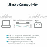 StarTech.com 6ft (1.8m) 1-Port USB to Serial RS232 Adapter, FTDI DB9 Serial DCE Adapter Cable, Null Modem, USB 2.0 - TAA — ICUSB232FTN