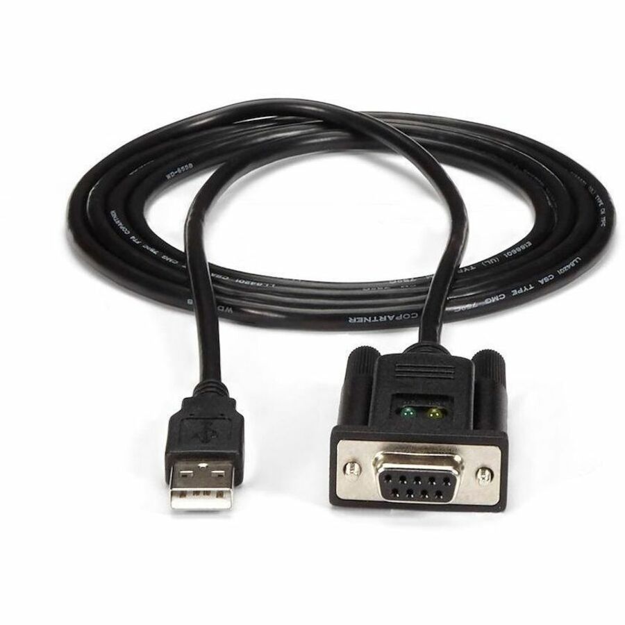 StarTech.com 6ft (1.8m) 1-Port USB to Serial RS232 Adapter, FTDI DB9 Serial DCE Adapter Cable, Null Modem, USB 2.0 - TAA — ICUSB232FTN
