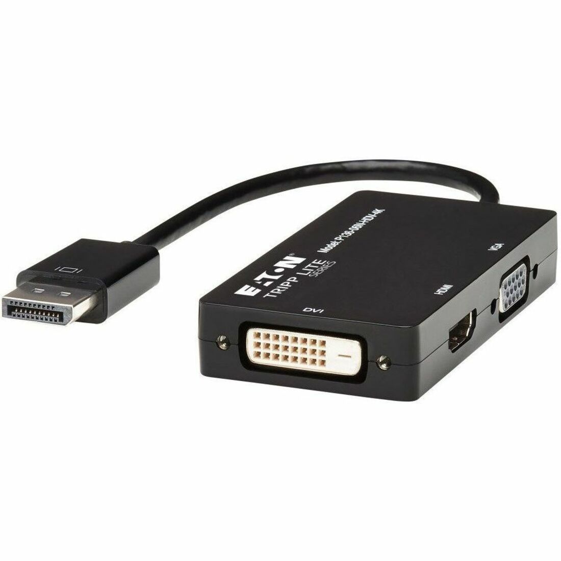Eaton Tripp Lite Series DisplayPort to VGA/DVI/HDMI All-in-One Converter Adapter, DP ver 1.2, 4K 30 Hz HDMI — P136-06N-HDV-4K