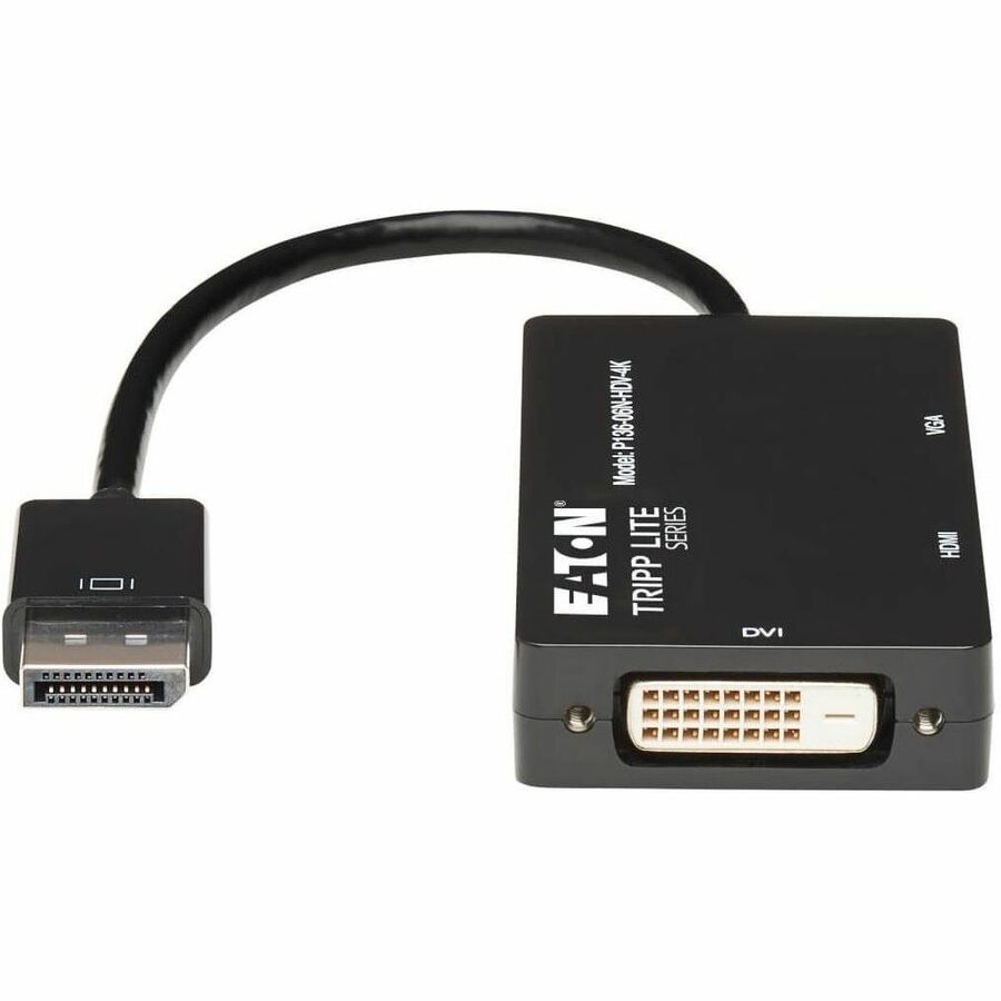 Eaton Tripp Lite Series DisplayPort to VGA/DVI/HDMI All-in-One Converter Adapter, DP ver 1.2, 4K 30 Hz HDMI — P136-06N-HDV-4K