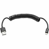 Eaton Tripp Lite Series USB-A to Lightning Sync/Charge Coiled Cable (M/M) - MFi Certified, Black, 4 ft. (1.2 m) — M100-004COIL-BK