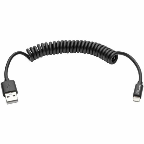 Eaton Tripp Lite Series USB-A to Lightning Sync/Charge Coiled Cable (M/M) - MFi Certified, Black, 4 ft. (1.2 m) — M100-004COIL-BK