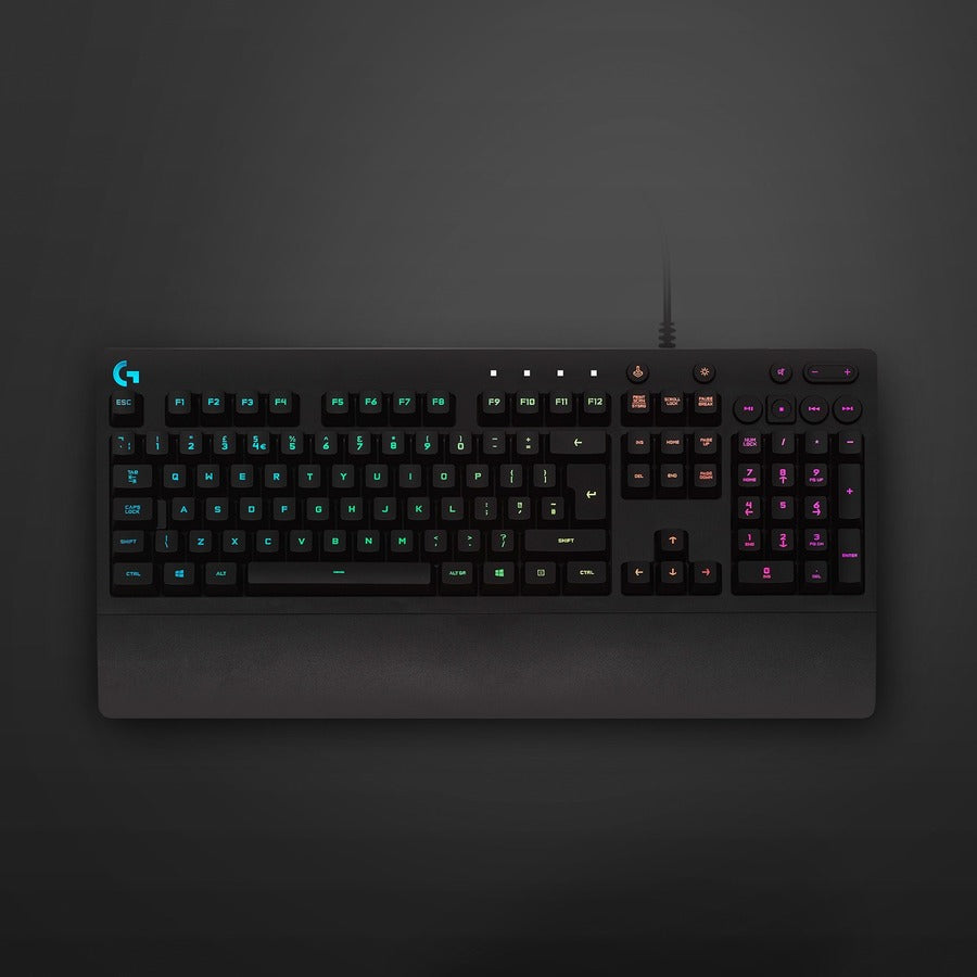 Logitech G213 Prodigy Gaming Keyboard - Wired RGB Backlit Keyboard with Mech-dome Keys, Palm Rest, Adjustable Feet, Media Controls, USB, Compatible with Windows — 920-008083