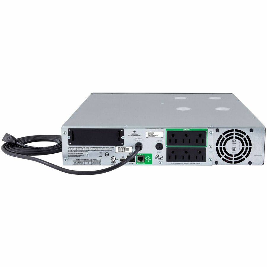 APC Smart-UPS, Line Interactive, 1000VA, Rackmount 2U, 120V, 6x NEMA 5-15R outlets, SmartConnect Port+SmartSlot, AVR, LCD — SMT1000RM2UC