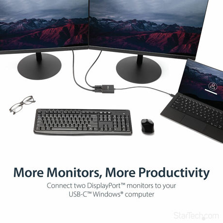 StarTech.com USB-C to Dual DisplayPort 1.2 Adapter, USB Type-C Multi-Monitor MST Hub, Dual 4K 30Hz DP Display Extender/Splitter, Windows — MSTCDP122DP