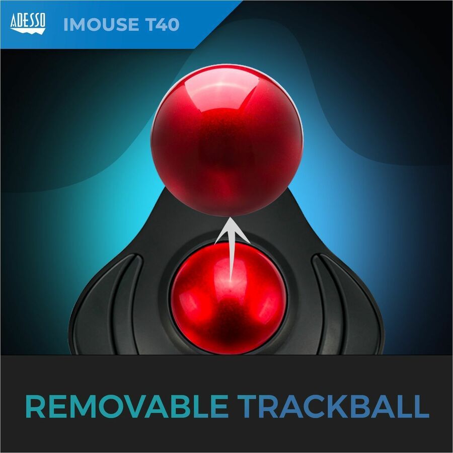 Adesso iMouse T40 Wireless Programmable Ergonomic Trackball Mouse — iMouse T40
