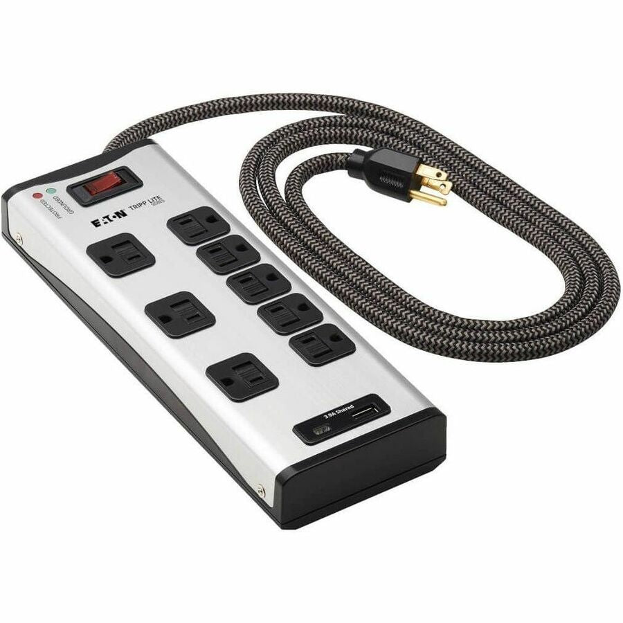 Eaton Tripp Lite Series 8-Outlet Surge Protector with 1 USB-A and 1 USB-C (3.9A Shared) - 8 ft. Cord, 2100 Joules, Metal Housing — TLM88USBC