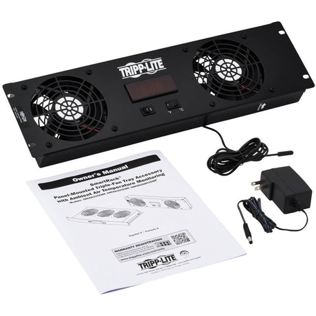 Eaton Tripp Lite Series 3U Digital Temperature Sensor with 2 12VDC High-Performance Fans, Blanking Panel, LCD — SRFAN3UTEMP