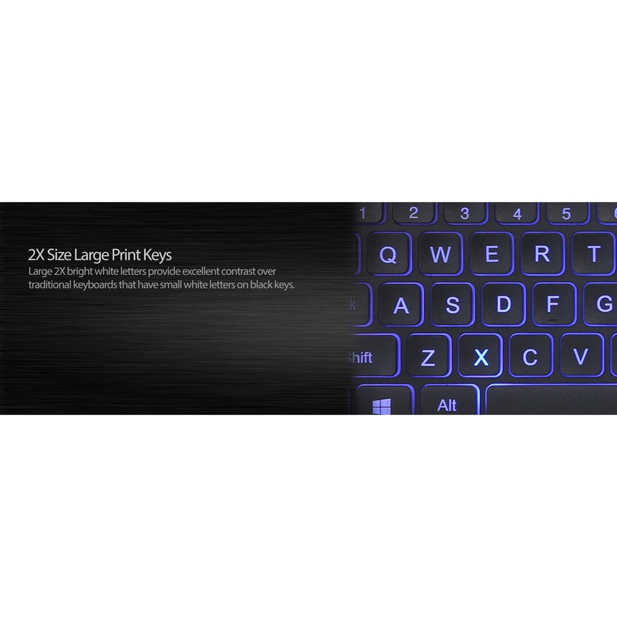 Adesso Large Print Illuminated Desktop Keyboard — AKB-139EB