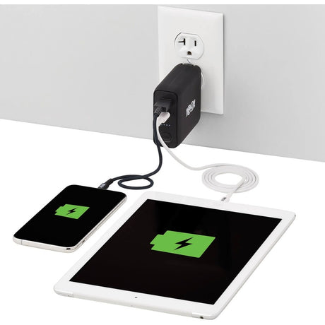 Eaton Tripp Lite Series Portable 5000mAh 2-Port Mobile Power Bank and USB Battery Wall Charger Combo - Direct Plug, Black — UPBW-05K0-1A1C