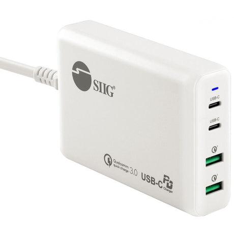 SIIG 100W Dual USB-C PD 3.0 PPS & QC 3.0 Combo Power Charger - White — AC-PW1P11-S1