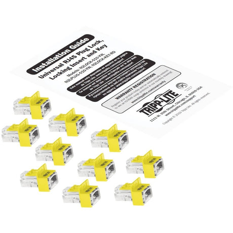 Eaton Tripp Lite Series Universal RJ45 Locking Inserts, Yellow, 10 Pack — N2LPLUG-010-YW