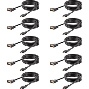 StarTech.com 6ft (1.8m) HDMI to DVI Cable, DVI-D to HDMI Display Cable (1920x1200p), 10 Pack, Black, HDMI to DVI-D Adapter Cord M/M — HDMIDVIMM610PK