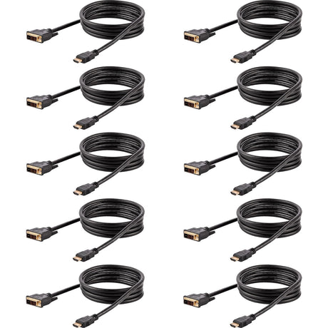 StarTech.com 6ft (1.8m) HDMI to DVI Cable, DVI-D to HDMI Display Cable (1920x1200p), 10 Pack, Black, HDMI to DVI-D Adapter Cord M/M — HDMIDVIMM610PK