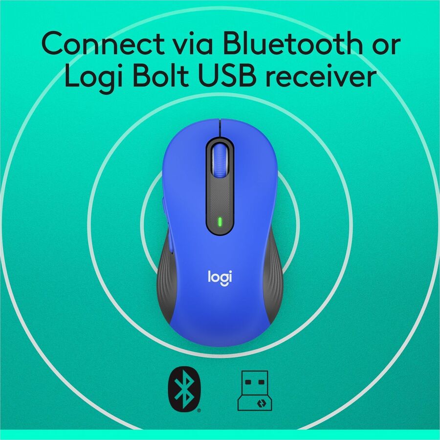 Logitech Signature M650 L Full Size Wireless Mouse - For Large Sized Hands, 2-Year Battery, Silent Clicks, Blue — 910-006232
