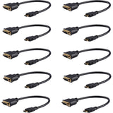 StarTech.com 8in (20cm) HDMI to DVI Adapter, DVI-D to HDMI (1920x1200p), 10 Pack, HDMI Male to DVI-D Female Cable, HDMI to DVI Cord, Black — HDDVIMF8IN10PK