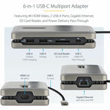 StarTech.com USB C Multiport Adapter, USB C to 4K 60Hz HDMI 2.0, 2-Port 10Gbps USB Hub, 100W Power Delivery Pass-through, GbE, SD/MicroSD — DKT31CSDHPD3