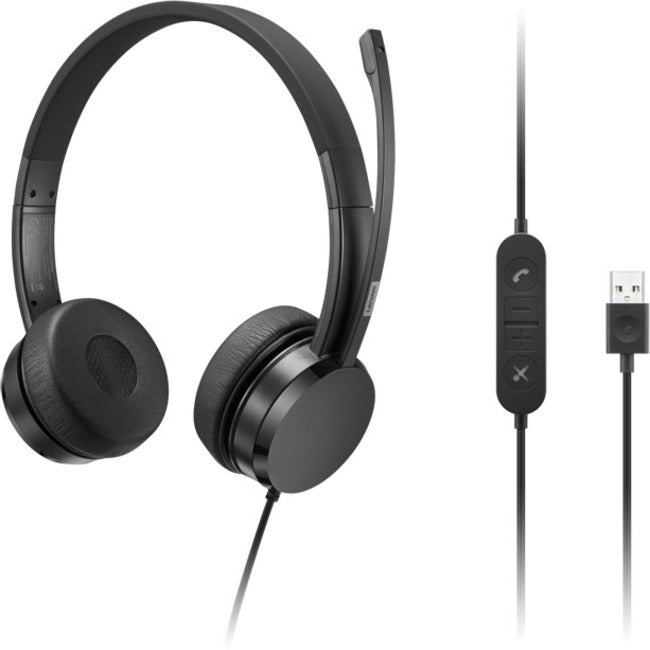 Lenovo USB-A Wired Stereo On-Ear Headset (with Control Box) — 4XD1K18260