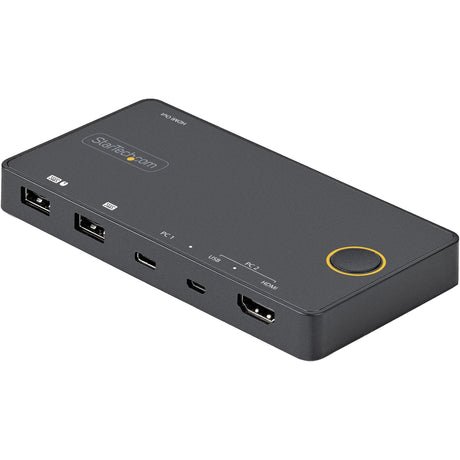 StarTech.com 2 Port Hybrid USB-A + HDMI & USB-C KVM Switch, Single 4K 60Hz HDMI 2.0 Monitor, Compact Desktop and/or Laptop HDMI KVM Switch — SV221HUC4K