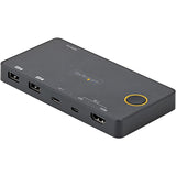 StarTech.com 2 Port Hybrid USB-A + HDMI & USB-C KVM Switch, Single 4K 60Hz HDMI 2.0 Monitor, Compact Desktop and/or Laptop HDMI KVM Switch — SV221HUC4K
