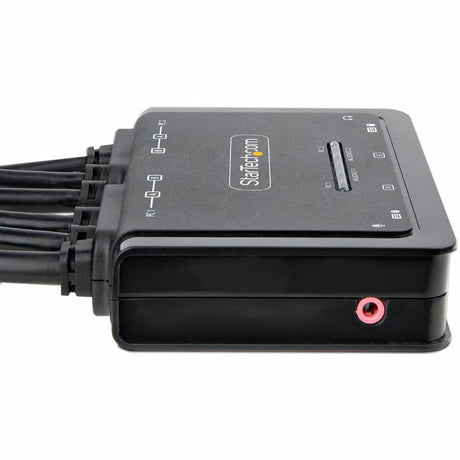 StarTech.com 2-Port Dual-Monitor DisplayPort Cable KVM Switch, 4K 60Hz, Compact KVM with 5ft/1.5m Integrated Host Cables, Bus Powered — C2-DD46-UA2-CBL-KVM