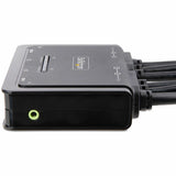 StarTech.com 2-Port Dual-Monitor DisplayPort Cable KVM Switch, 4K 60Hz, Compact KVM with 5ft/1.5m Integrated Host Cables, Bus Powered — C2-DD46-UA2-CBL-KVM