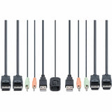StarTech.com 2-Port Dual-Monitor DisplayPort Cable KVM Switch, 4K 60Hz, Compact KVM with 5ft/1.5m Integrated Host Cables, Bus Powered — C2-DD46-UA2-CBL-KVM