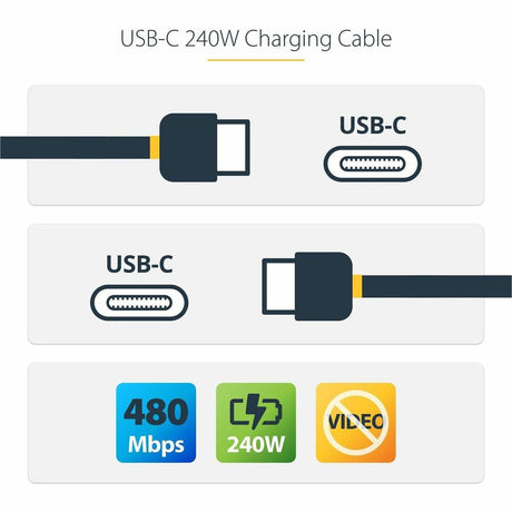 StarTech.com 6ft USB-C Charging Cable, USB-IF Certified USB C Cable, 240W PD EPR, USB 2.0 Type-C Laptop Charger Cord, TPE Jacket, M/M — USB2EPR6F