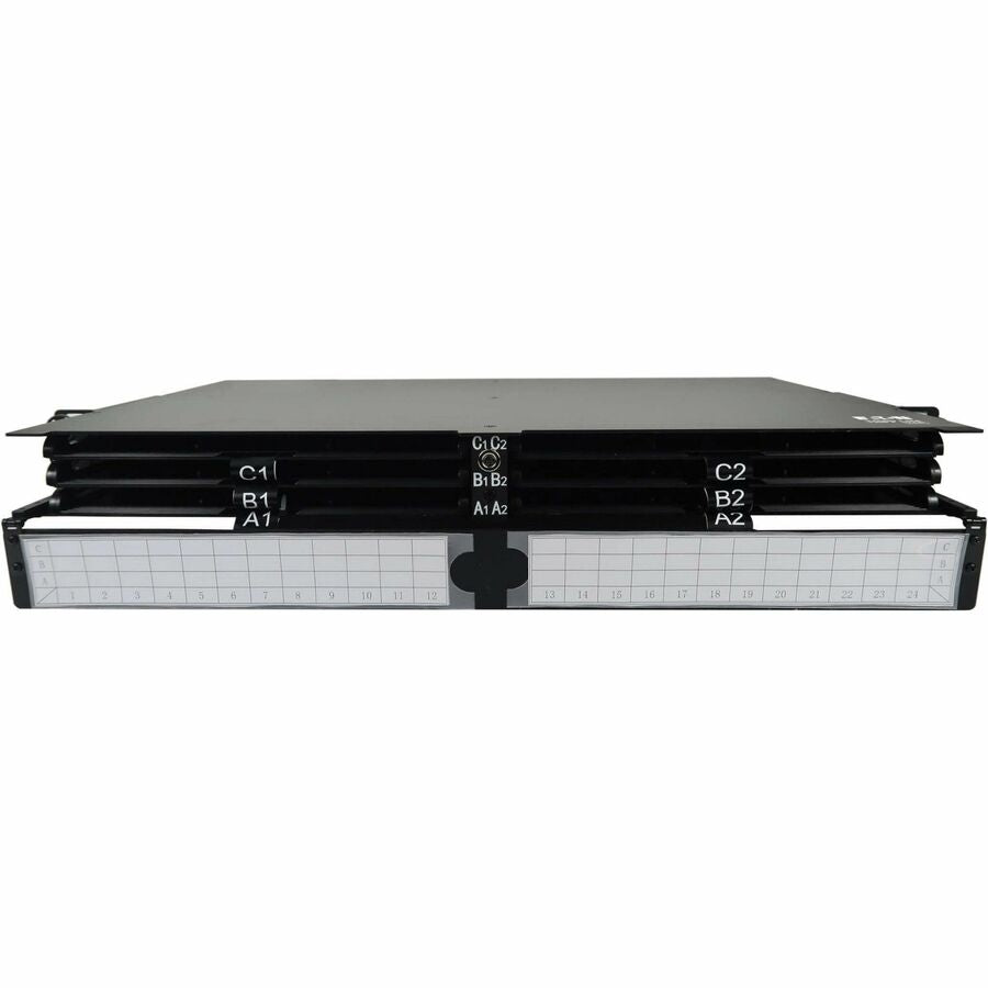 Eaton Tripp Lite Series High-Density Panel Fiber Splice Enclosure - 6 Splicing Cassettes, 144 LC/APC SM 0.9 mm, 1.5 m Pigtail, 1U Rack — N600P-144A-6