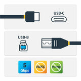 StarTech.com 2m 6 ft USB C to USB B Printer Cable - M/M - USB 3.0 (5Gbps) USB B Cable - USB C to USB B Cable - USB Type C to Type B Cable — USB315CB2M