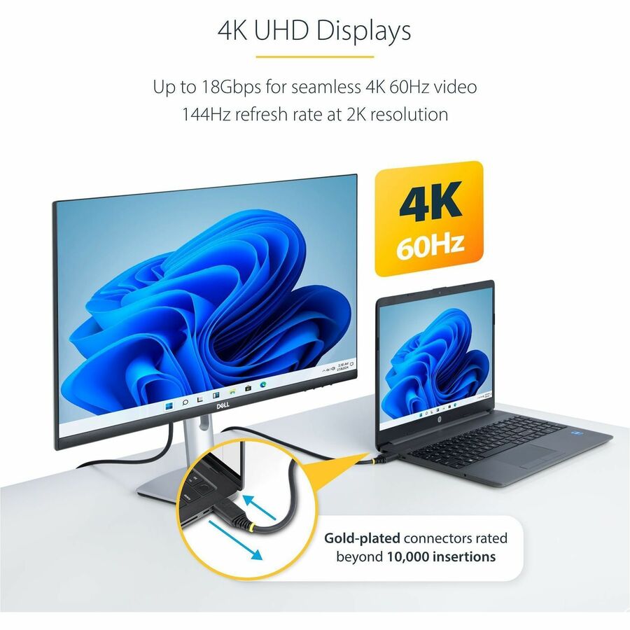StarTech.com 6ft (1.8m) Premium Certified High Speed HDMI Cable, 4K 60Hz/1440p 144Hz, 18Gbps, UHD HDMI 2.0 Cord, TPE Jacket — HDMI2-CABLE-4K60-6F