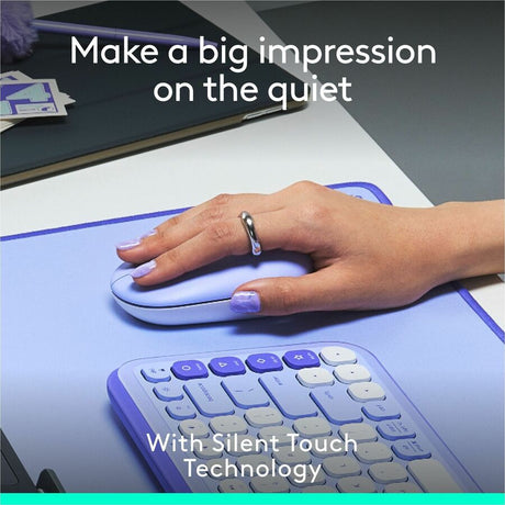 Logitech POP Mouse, Compact and Portable Wireless Bluetooth Mouse With Programmable Buttons and Quiet Clicks, Easy-Switch Between up to 3 Devices, Lilac — 910-007410