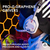 Logitech G Astro A50 LIGHTSPEED Wireless Gaming Headset + Base Station (Gen 5), PRO-G GRAPHENE, 3-System Switching, USB-C to Xbox, PS5, PC/Mac or Nintendo Switch, Bluetooth - White — 939-002229