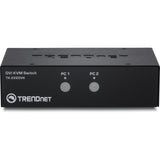 TRENDnet 2-Port DVI KVM Switch with Audio, Manage Two PC's, Hot-Keys, USB 2.0, Metal Housing, Use with a DVID-D Monitor, TK-222DVK