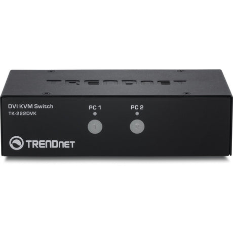 TRENDnet 2-Port DVI KVM Switch with Audio, Manage Two PC's, Hot-Keys, USB 2.0, Metal Housing, Use with a DVID-D Monitor, TK-222DVK