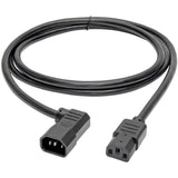 Eaton Tripp Lite Series Heavy-Duty PDU Power Cord, C13 to Right-Angle C14 - 15A, 250V, 14 AWG, 6 ft. (1.83 m), Black — P005-006-14RA
