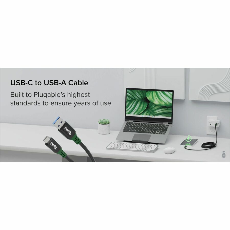 Plugable USB C to USB A Cable, USB 3.2 Gen 2 USB Cables, 3A (15W) Charging USB C Data Cable — USBC-A2M