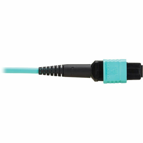 Eaton Tripp Lite Series 40/100/400G Multimode 50/125 OM3 Fiber Optic Cable (8F MPO/MPO-PC F/F), Type-A Polarity, OFNP, Aqua, 15 m (49.2 ft.) — N844A-15M-8-P