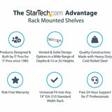 StarTech.com 2U 22in Vented Rack Mount Shelf - Fixed 22 inch Deep antilever Rackmount Tray for Server Rack Cabinet Shelf - 50lbs / 23kg — CABSHELF22V