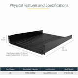 StarTech.com 2U 22in Vented Rack Mount Shelf - Fixed 22 inch Deep antilever Rackmount Tray for Server Rack Cabinet Shelf - 50lbs / 23kg — CABSHELF22V