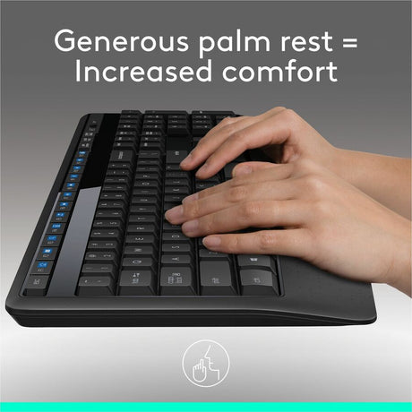 Logitech MK345 Wireless Keyboard and Mouse Combo - Full-Sized Keyboard with Palm Rest, Comfortable Right-Handed Wireless Mouse, 2.4 GHz Wireless USB Receiver — 920-006481
