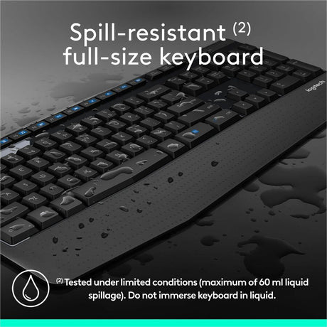 Logitech MK345 Wireless Keyboard and Mouse Combo - Full-Sized Keyboard with Palm Rest, Comfortable Right-Handed Wireless Mouse, 2.4 GHz Wireless USB Receiver — 920-006481