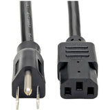 Eaton Tripp Lite Series Computer Power Cord, NEMA 5-15P to C13 - Heavy-Duty, 15A, 125V, 14 AWG, 12 ft. (3.66 m), Black — P007-012