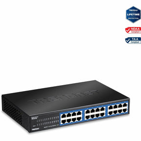 TRENDnet 24-Port Unmanaged Gigabit GREENnet Desktop Switch, Ethernet Network Switch, 24 x 10-100-1000 Gigabit Ethernet RJ-45 Ports, 48Gbps Switching Capacity, Lifetime Protection, Black, TEG-S24DG — TEG-S24Dg